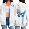 Butterfly Printed Hoodies for Women Hooded Longsleeve Jackets Autumn Home Outdoor Casual Fashion Ziiper Coats