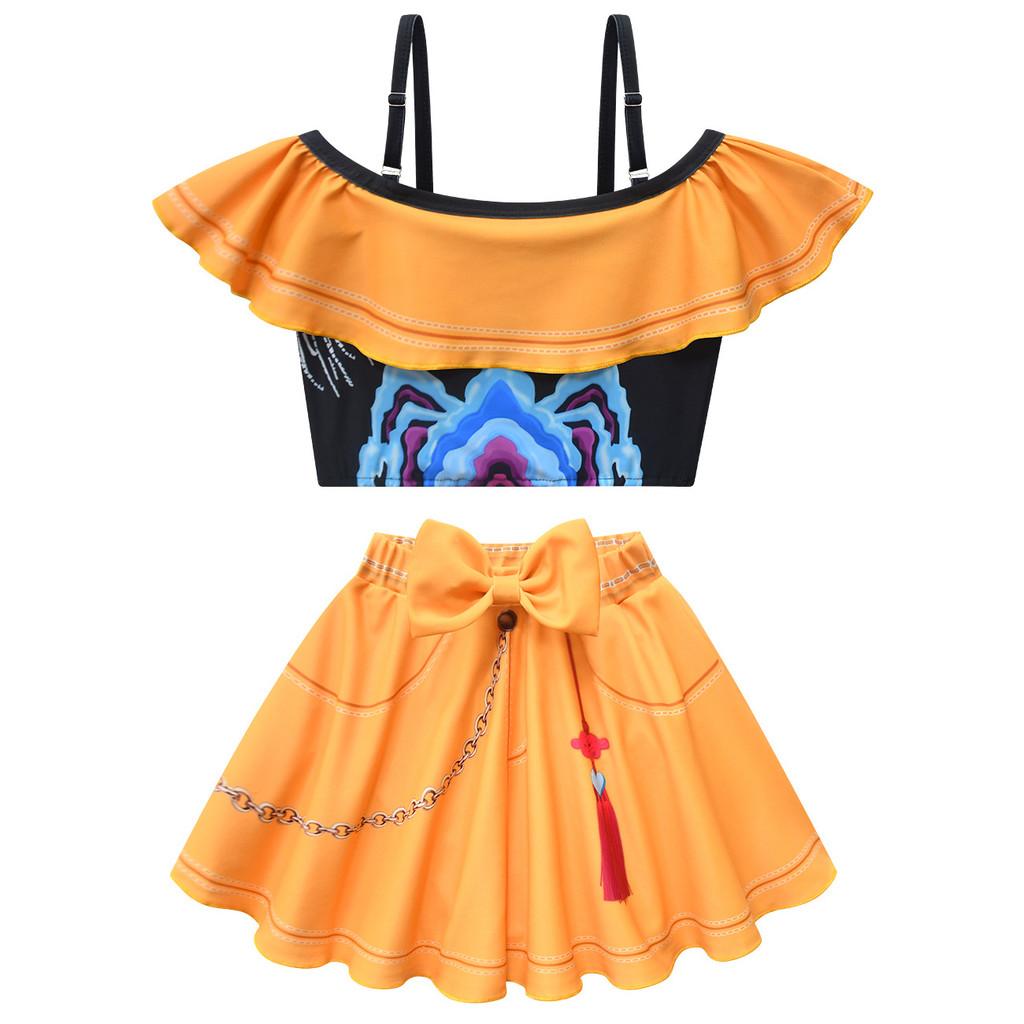 

Детский купальник для девочек с принтом Mira, наборы: топ и юбка 160cm