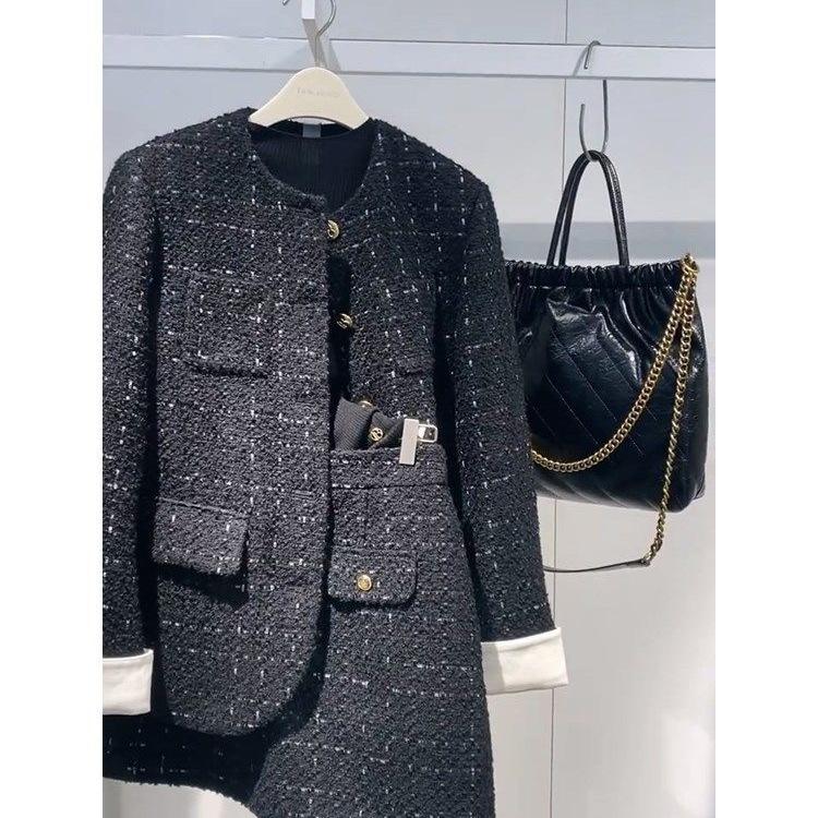 Korean Style Women's Autumn/Winter Two-Piece Set: Coat & Midi Skirt