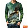 Funny 3D Eagle Print Men's T Shirts Autumn Trend Long Sleeve T-shirt Casual O-neck Loose Tops Fashion Animal Pattern y2k Clothes