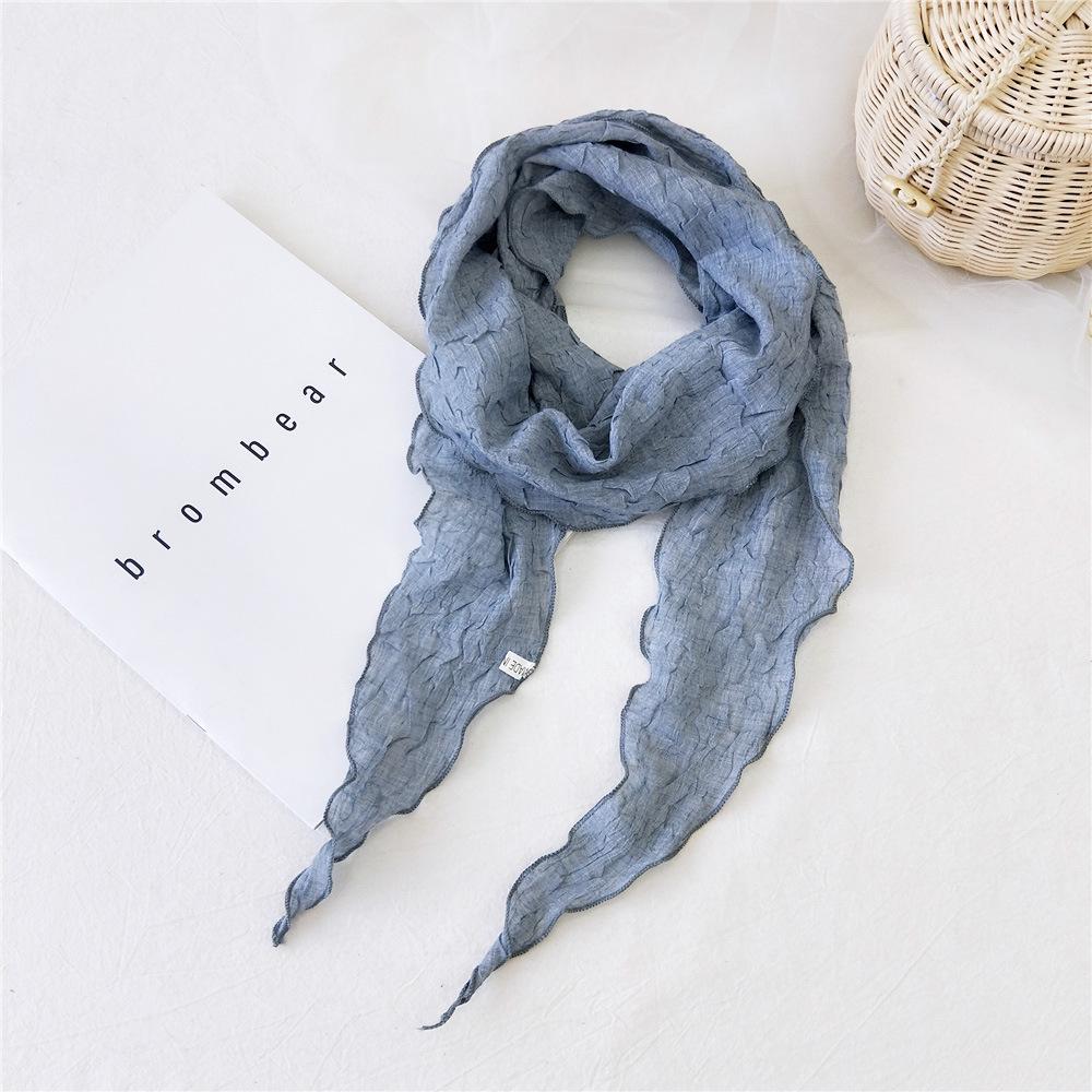 

Новый однотонный шарф для женщин на весну и осень, универсальный ремешок на запястье, повязка на голову, модное украшение, защита шеи для студентов, небольшой шарф 34*155cm