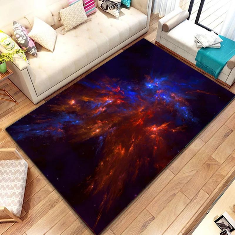 Cosmic Nebula Pattern Carpet Soft Play Mat for Bedroom Livingroom Decor Crawl Mat Christmas Gift Rug Non Slip