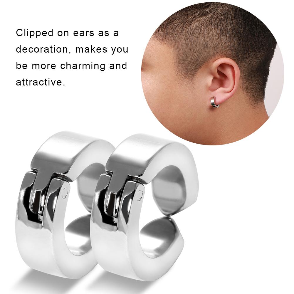 1 Pair Stylish Stainless Steel Ear Clips Earrings Ear Cuff Jewelry Gift (Silver Smooth Surface)