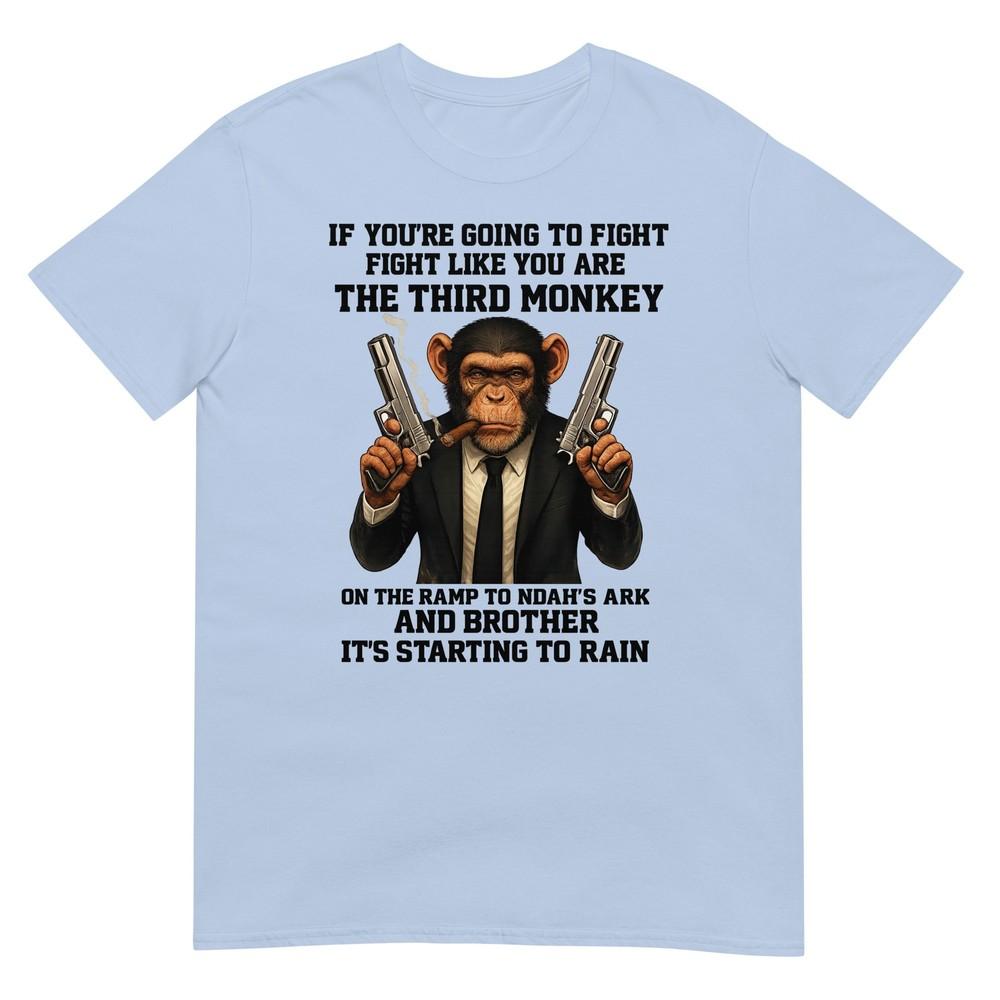 Fight Like The Third Monkey Noah Ark Rain Funny TShirt S