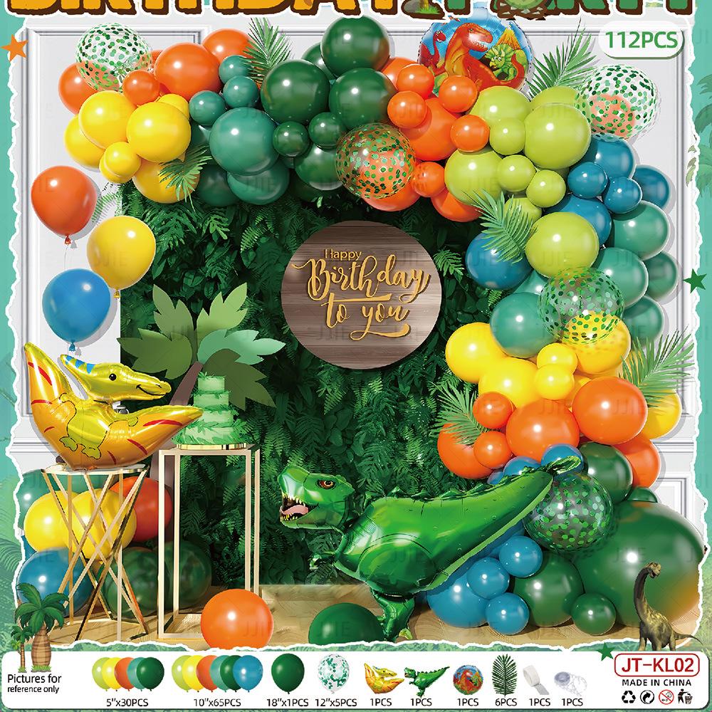 Dinosaurier Geburtstags-Szenendekoration für Kinder - Ballons und Party-Atmosphären-Set für Jungen und Mädchen