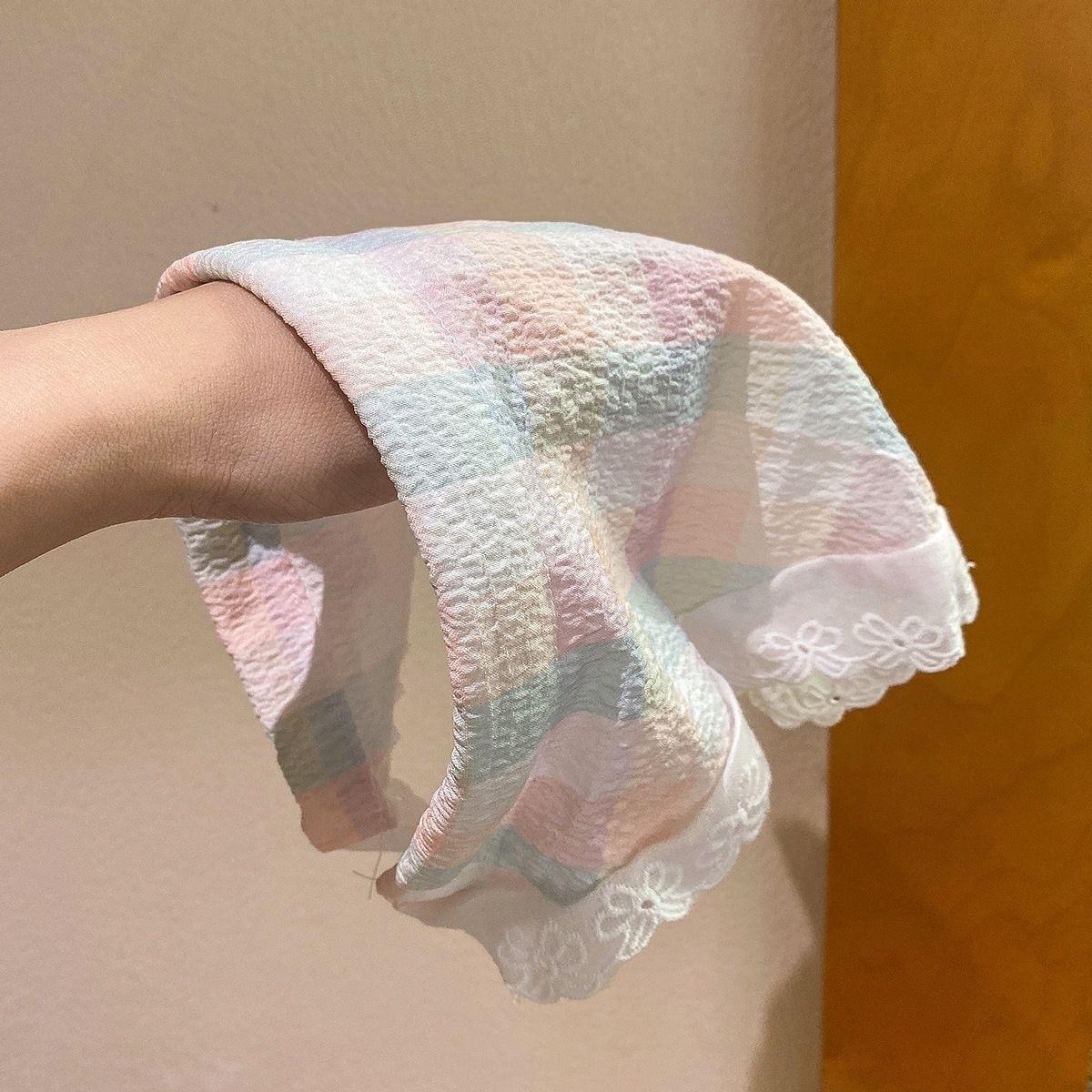 

Шарф-повязка на голову в стиле ретро, французский клетчатый милый и милый платок на голову One Size