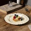 Solid Color Cream Ceramic Plate, High-End Dessert Plate, Retro Household Pasta Plate, Fruit Plate, Tableware Plate, Vegetable Plate