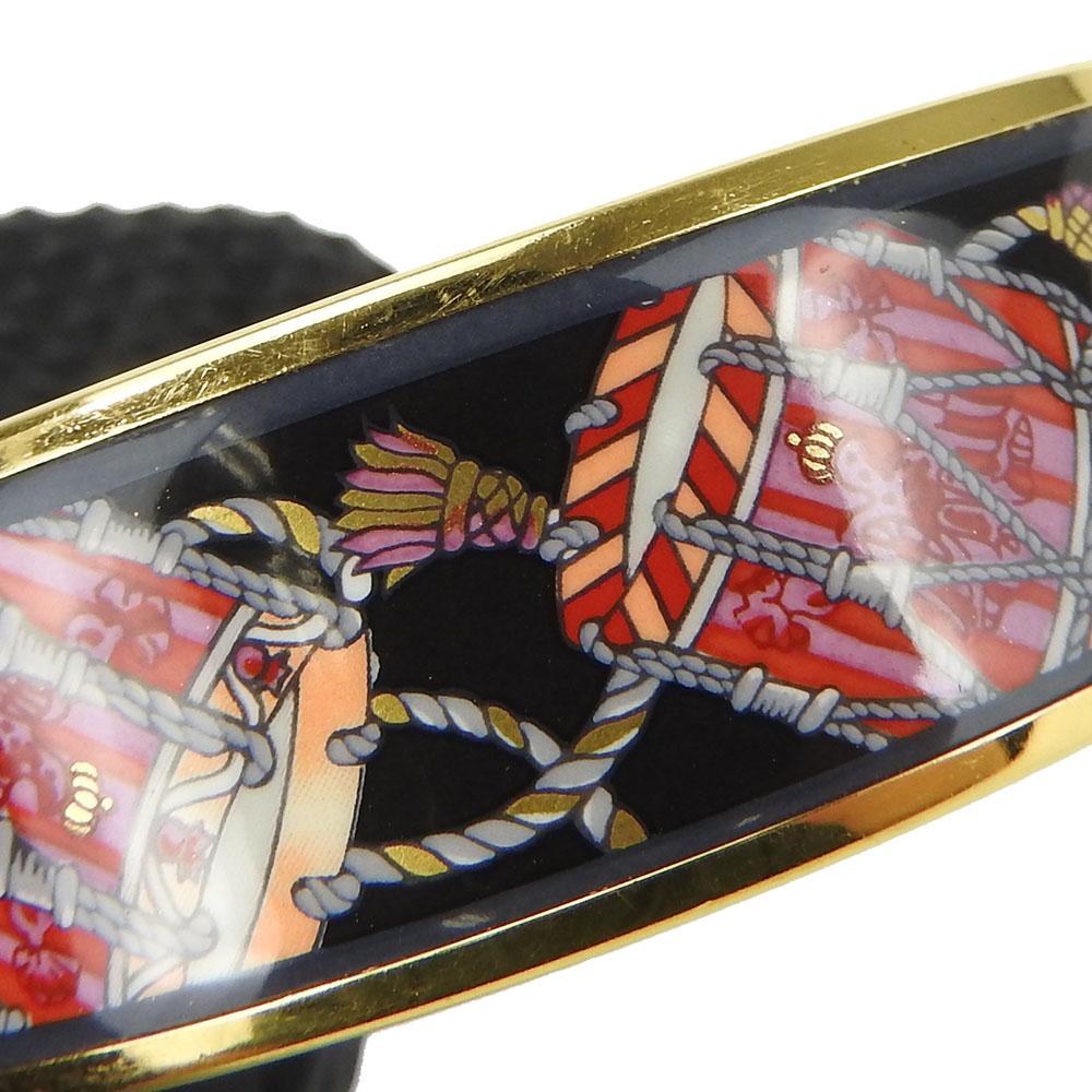 Used HERMES bracelet Emilel GM metal 36.3g multicolor black drum