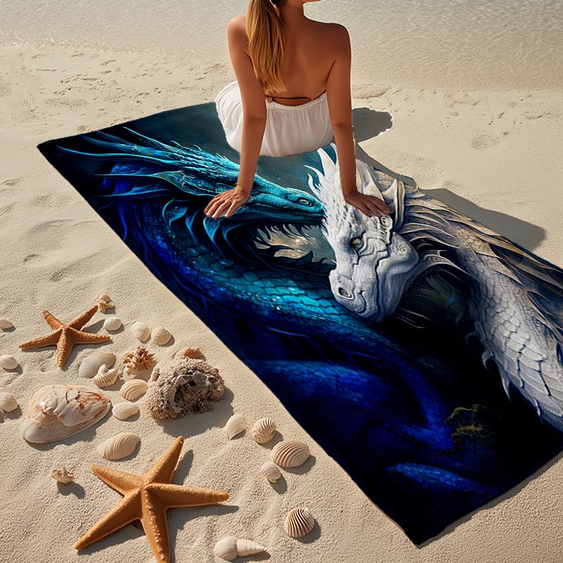 Fiery Dragon Artwork Beach Towel, Super Soft Microfiber, Gift for Her/Him, Birthday, for Pool, Beach, Travel, Home Decor Fan Gifts