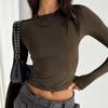 Autumn Y2K Loose T-Shirt Winter Spring Solid O-Neck Long Sleeve Basic T-shirt Womens Top Tshirt Clothes Blusas  29878