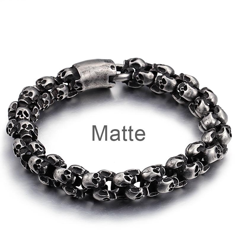 Punk Skull Bracelets Men Stainless Steel Shiny Matte Skull Charm Link Chain Brecelets Male Gothic Jewelry 2020