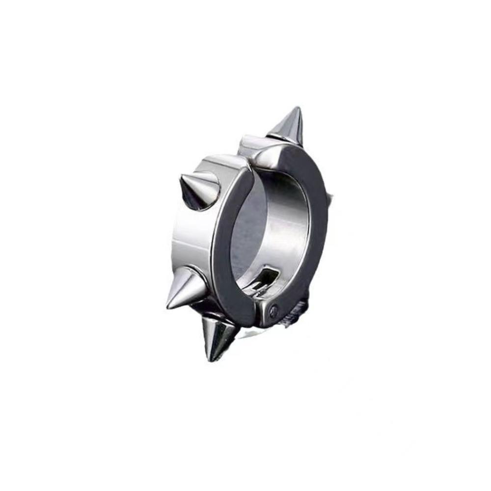 Punk Personality Sliver Color Rivet Spike Hoop Earrings for Women Men Hip-hop Street Ear Bone Clip Stainless Steel Jewelry Gifts