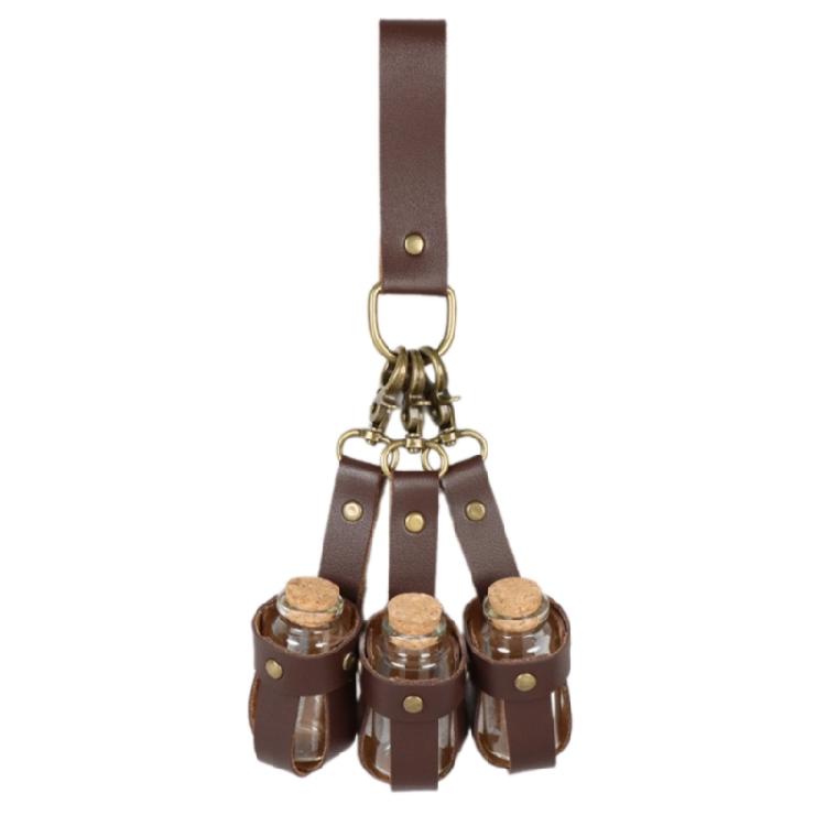 Witch Potion Bottle with Leather Holder and Cork Stopper for Halloween Cosplay Wizard Costume Cosplay Accessories