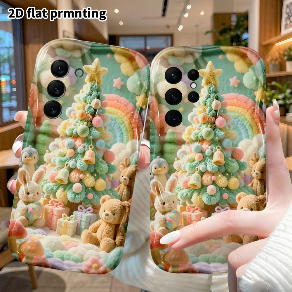 Phone case: 2D flat, suitable for Samsung Galaxy A34 A35 M05 M06 S20 S22 S21 FE Plus 5G protective cases, macaron Christmas tree, perfect holiday gift