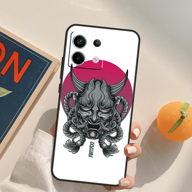 Samurai Oni Mask Funda For Xiaomi Redmi Note 9 10 11 12 13 14 Pro 9S 10S 11S 12S Redmi 13C 10C 12C 14C Case