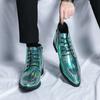 New Gentleman Pointed Glossy Patent Leather Shoes Men High Tops Wedding Party Dress Loafers Designer Male Formal Zapatos Hombre