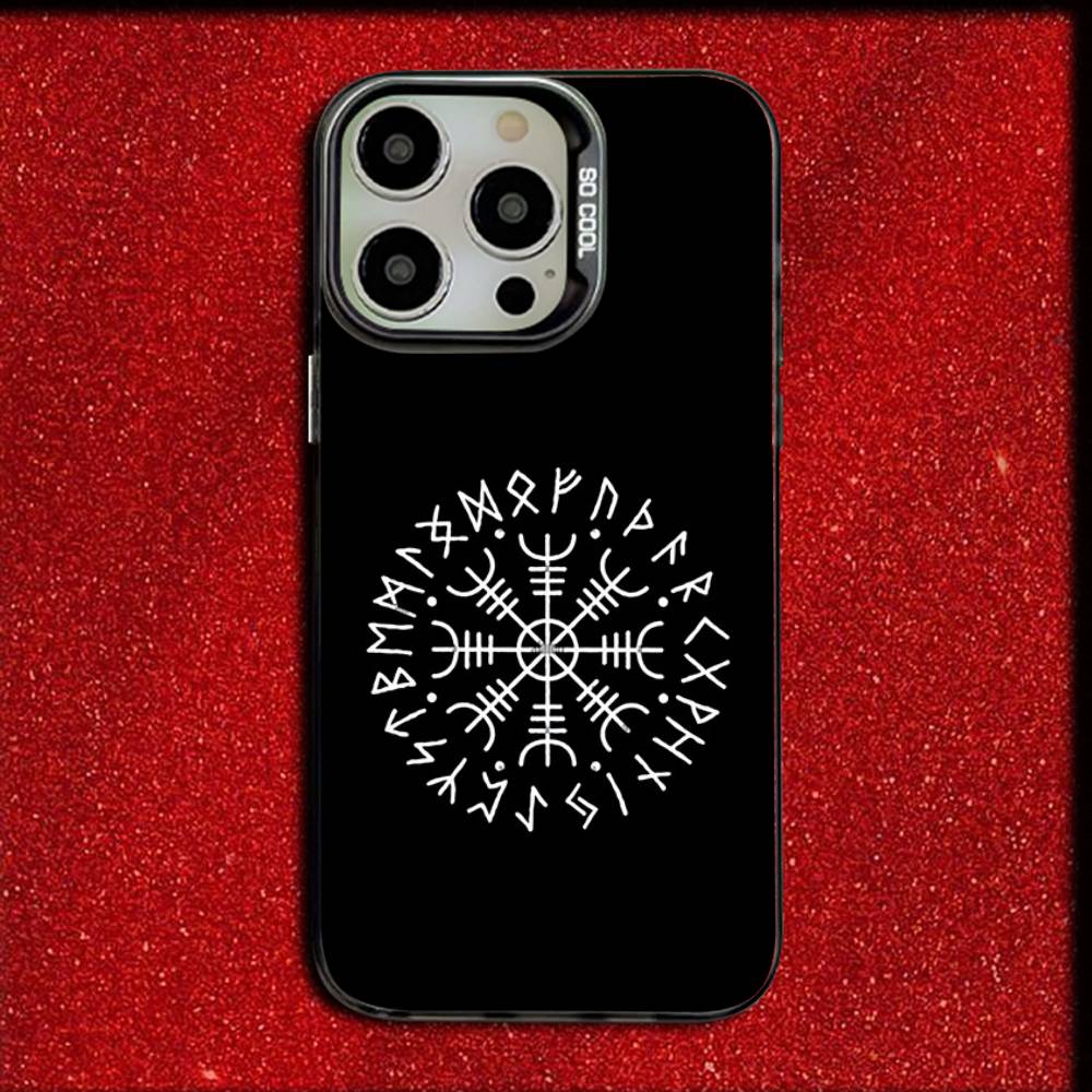 V-Viking V-Vegvisir Navigation Compass Phone Case For iPhone 16,15,14,13,12,11,Mini,Pro,E,SE4,MAX Candy Matte Black Cover