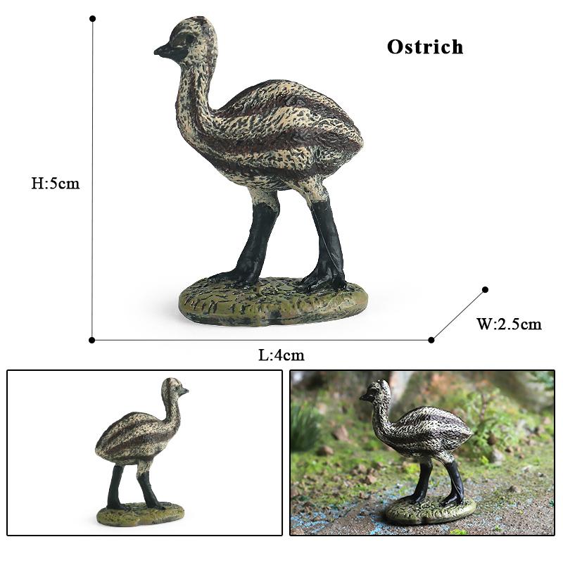 Oenux Forest Bird Animals Wild Ostrich Magpie Owl Crow Flamingos Figurines Action Figure PVC Garden Decoration Miniature Kid Toy