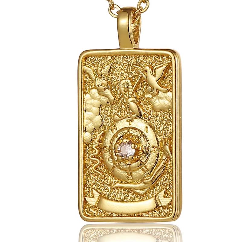 YILUOCD Zirconia Tarot Card Necklace Classic Tarot Queen Lover Magician Moon Wealth Amulet Stainless Steel Jewelry