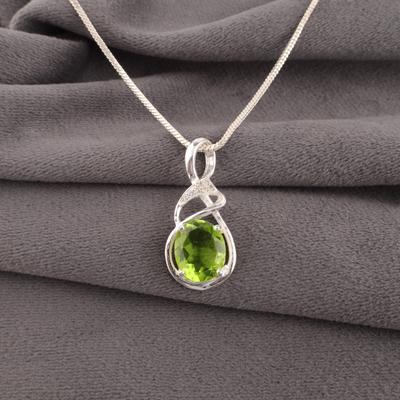 Peridot Edelsten 925 Sterling Sølv Smykker Zirkon Designer Vedhæng Til Kvinder CZP-13-13
