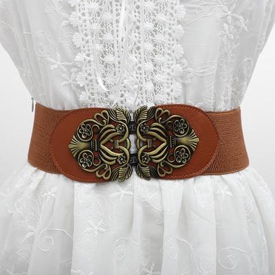 Women Vintage Waistband Ladies Wide Metal Solid Color Waist Belt Dress Skirt Clothing Decoration EMA
