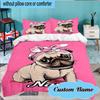 Custom Name 3PCS Vintage Dog Portrait Art Bedding Set Including 1pc Duvet Cover And 2pcs Pillowcases for Bedroom, Dormitory Gift Home Decor