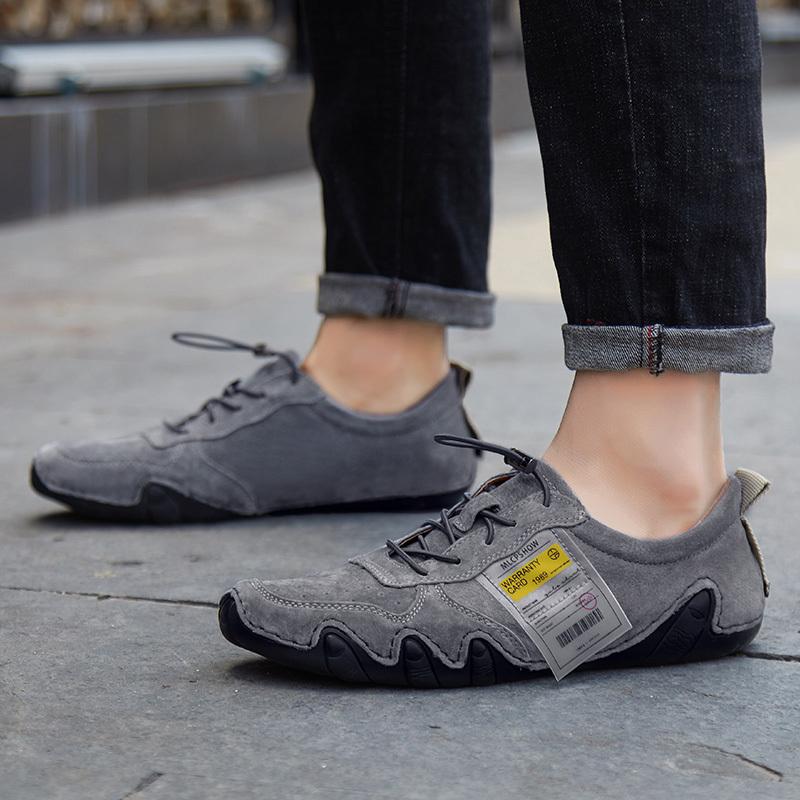 New 2024 Fashion Handmade Leather Casual Men Shoes Design Fall Sneakers Man Loafers Breathable Soft Flat Shoes Driving Shoes