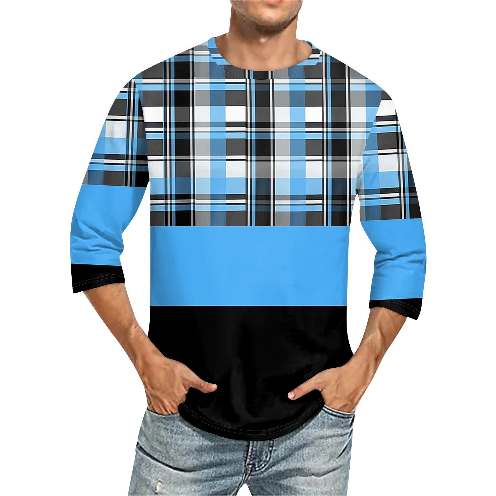 

Мужская однотонная футболка с круглым вырезом и рукавами три четверти XL