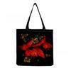 Women Vintage Linen Tote Bag - Large Capacity Butterfly Print Shoulder Handbag for Casual & Grocery Shopping KTB