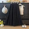 Qooth Polka Dot Tulle Tiered Cake Maxi Skirt A-Line Long Skirt Slimming QT2897