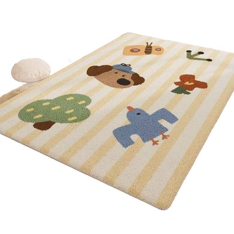 Cartoon Style Cute Puppy Non-slip Stain-resistant Large Area Rug for Living Room and Bedroom