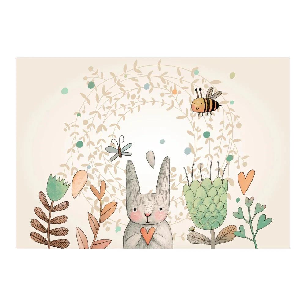

Cute Cartoon Rabbit Area Rug for Kids Room Baby Crawling Play Mat Non-Slip Washable Floor Mat Animal Pattern Carpet Bedroom 40X60CM
