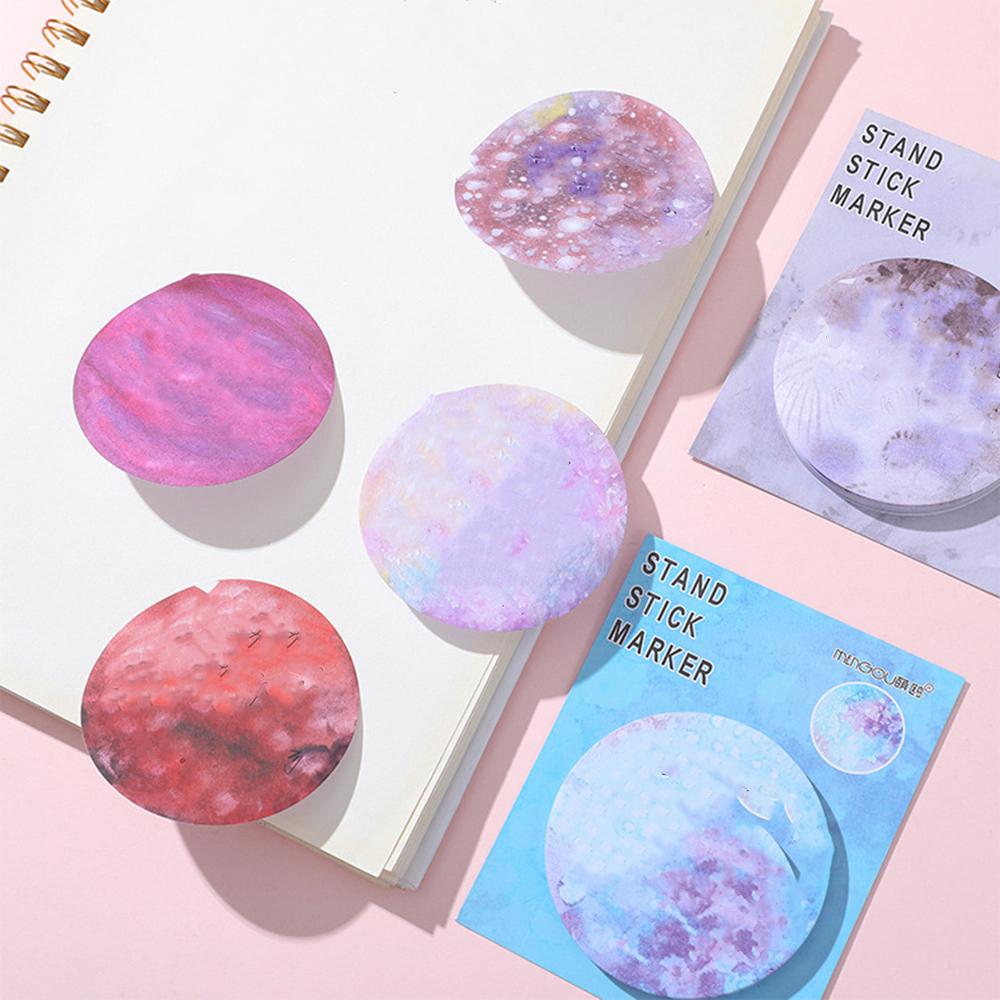 1 Piece Adhesive Cute Round Planet Notes Notepad Memo Pad Office School Supplies Stationery