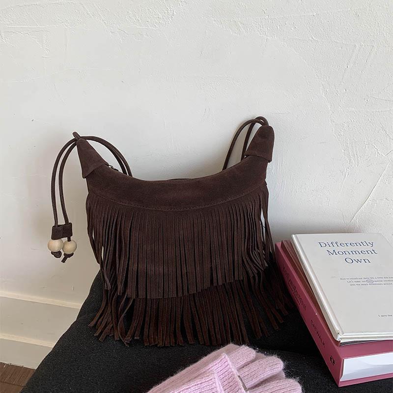 Frosted Design Bag Autumn New Women's Bag Bohemian Retro Versatile Messenger Bag Fringed Bag