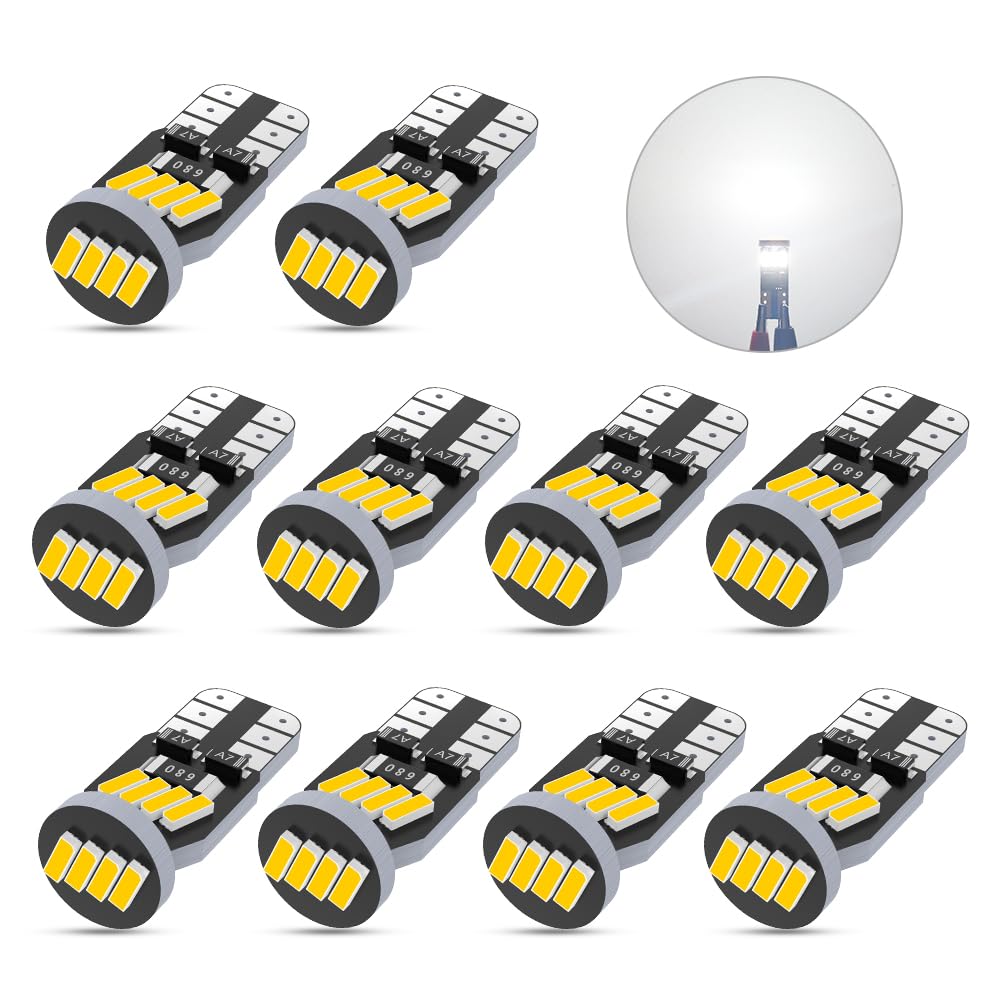 

T10 LED White Explosive Light, 10 Pieces, Built-in Canceller, LED T10, Compatible with Vehicle белый