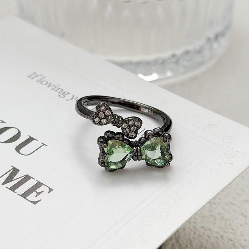 "Minimalist Dark Purple" Dark Punk Personality Delicate Zircon Ring Women'S Temperament Sweet Cool Wind Index Finger Ring