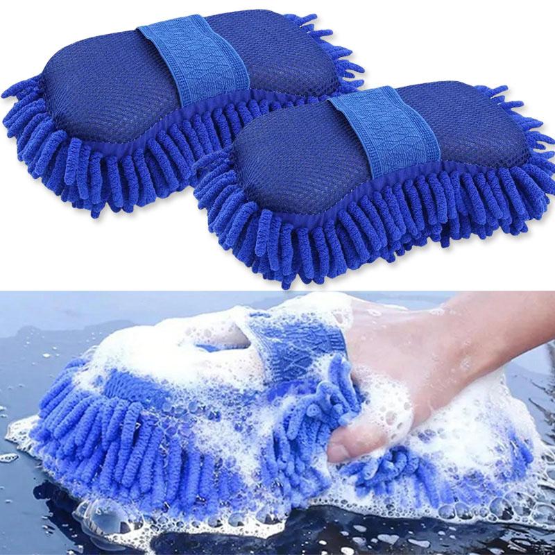 Auto Blue Microfiber Chenille Car Wash Sponge Care Washing Brush Pad Cleaning Tools Auto Washing Towel Glove Styling Accessories