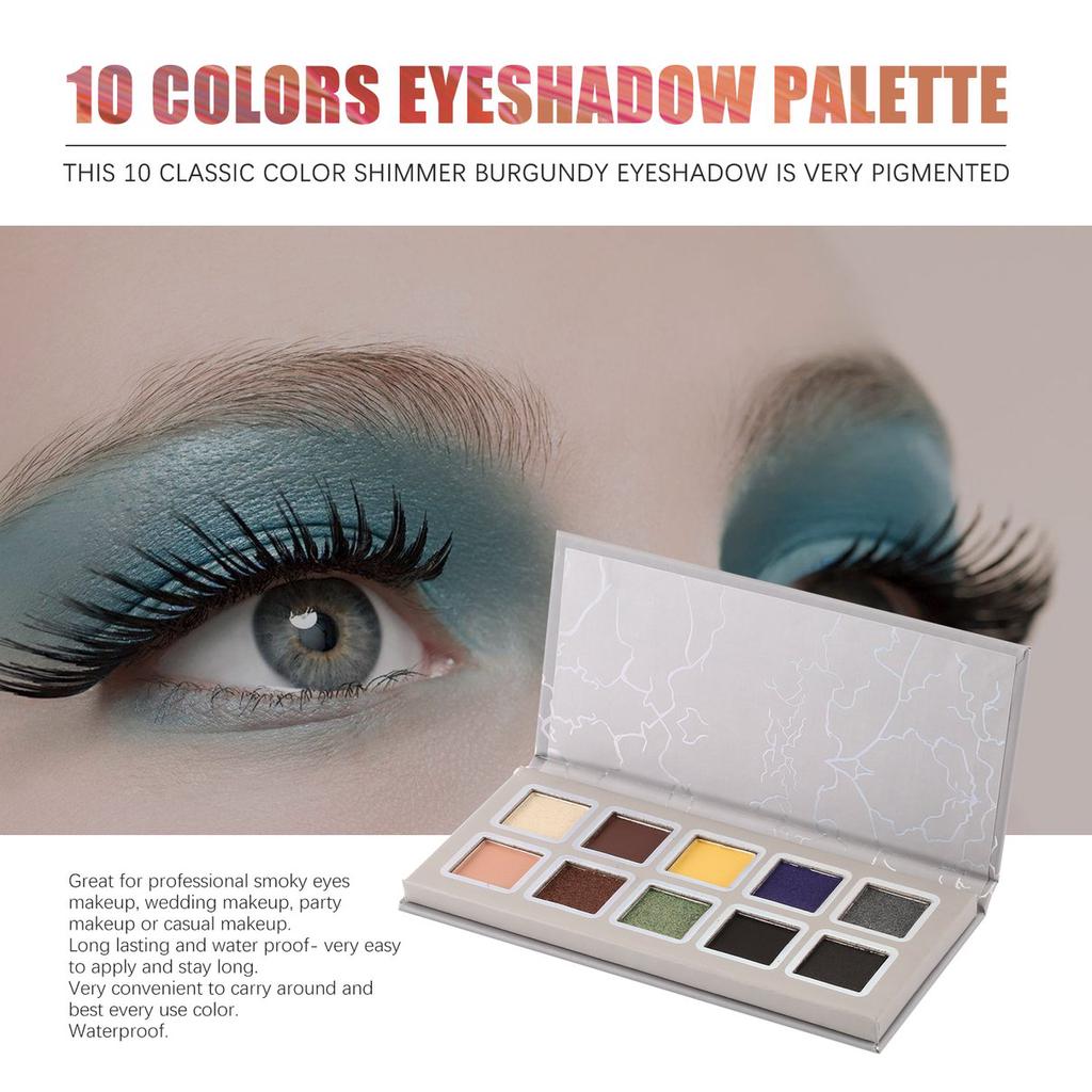 Paleta Fard De Pleoape 10 Culori Stralucesc Mat Pigmentat Lungă