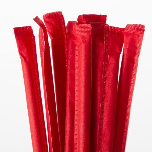 Strix Design Flexible Colored Straws, 300 count, Red, 21cm, in Colored Paper Bags, Individually Wrapped, Hygienic, Flexible, Stylish, Perfect for Cafe