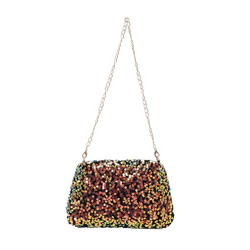 Personalized Sequined Small Bag Women's 2025 New Niche Texture Shoulder Messenger Bag Temperament Simple Chain Small Square Bag