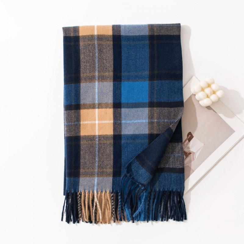 Womens Warm Faux Cashmere Scarf With Plaid Long Wrap Shawl Winter Office Commute