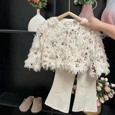 Mädchen Pailletten Pelzmantel: Oberbekleidung mit langen Ärmeln für 3- bis 8-Jährige, ideal für Frühling und Herbst