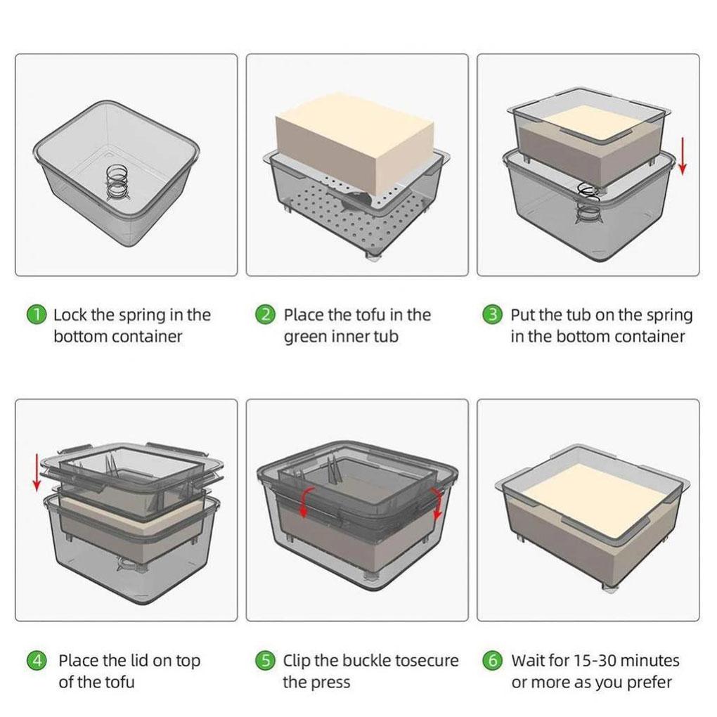 Tofu-Press-Maker Leichtgewichtiger Wasserablass-Gadget Haushalt Sojabohnenquark-Presser Professionelles Küchenkochwerkzeug