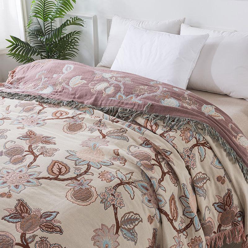 Retro High-grade Thickened Cotton Gauze Throw Blanket Towel Quilt Cover Blanket Nap Double Bed Cover Multifunctional Sofa Bed Blanket