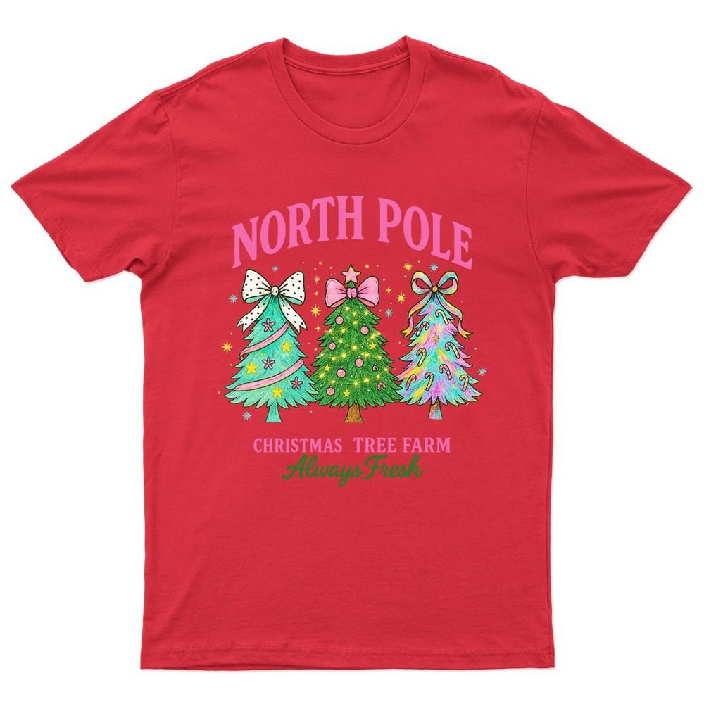 North Pole Christmas Tree TShirt Unisex Gift Retro Seasonal Funny Xmas Santa S