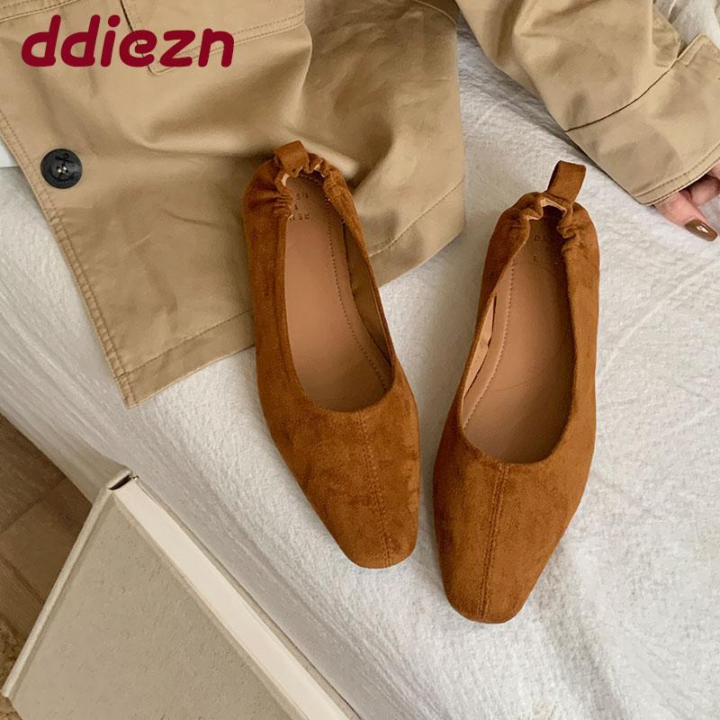 Fashion Luxury Female Square Toe Ladies Flats Slip On Shoes Soft Shallow Footwear Fashion Flock Flats With Shoes For Women