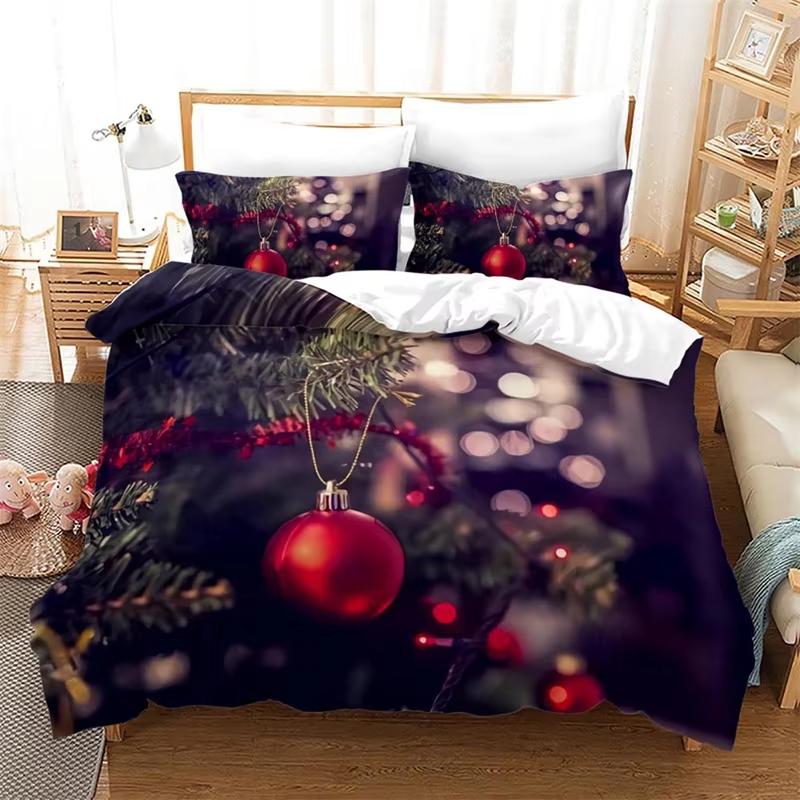 

Счастливого Рождества Пододеяльник Квин Рождественский Шар Постельный Комплект Для Детей Девочек Мальчиков Комната Микрофибра Рождественский Снежинка Пододеяльник EU Single(135x200cm)