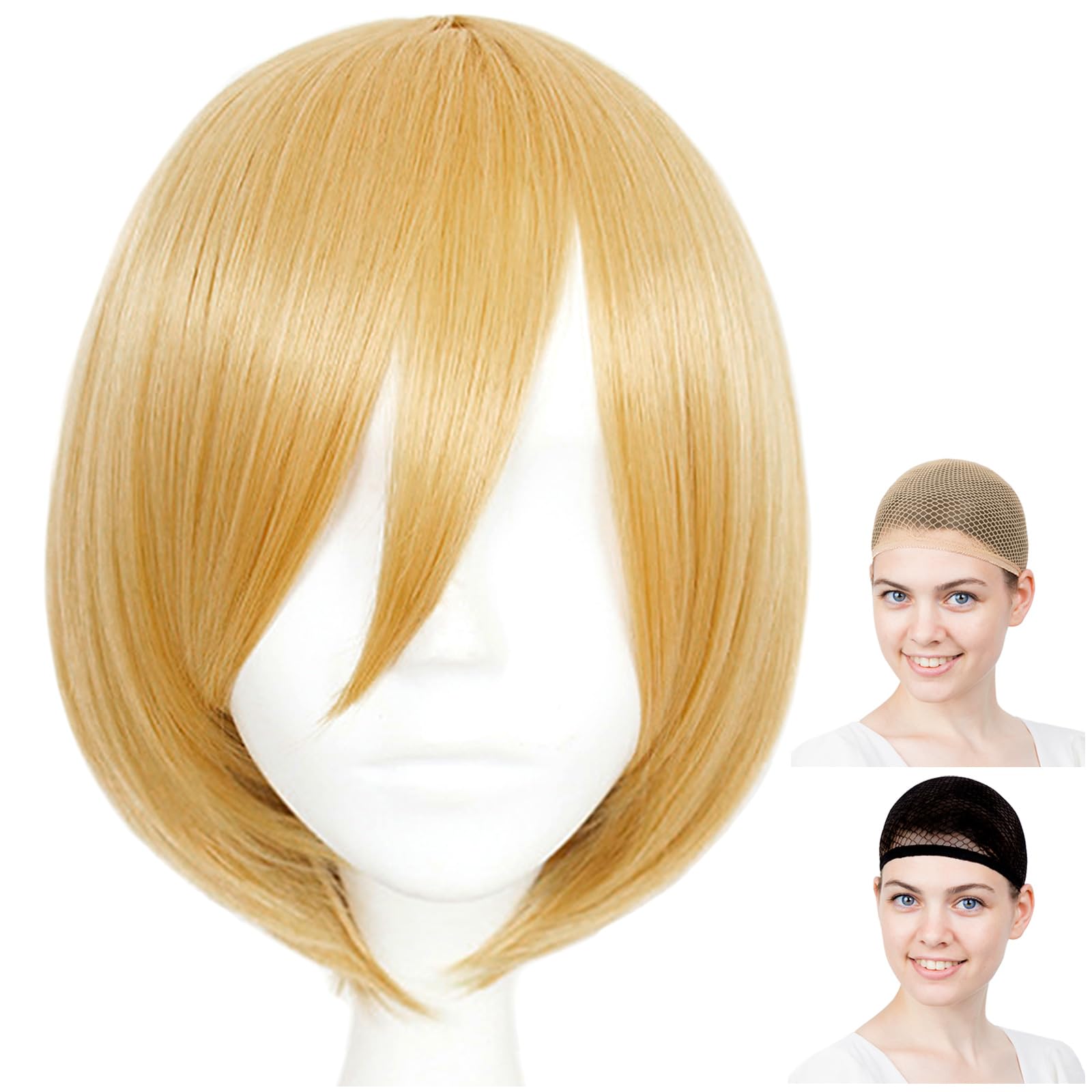 

Парик для косплея CaseEden, Премиум, Гладкий короткий боб с золотистыми светлыми волосами (WIG6091)