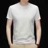 Men's Stretchy Breathable Ice Silk Short-Sleeve T-Shirt - Round Neck, Solid Color, Versatile Casual Base Layer for Summer.