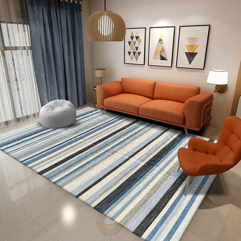 Boho Geometric Striped Rectangular Rug, Colorful Ethnic Pattern Prints, Soft Non Slip Carpet for Living Room Bedroom Decor